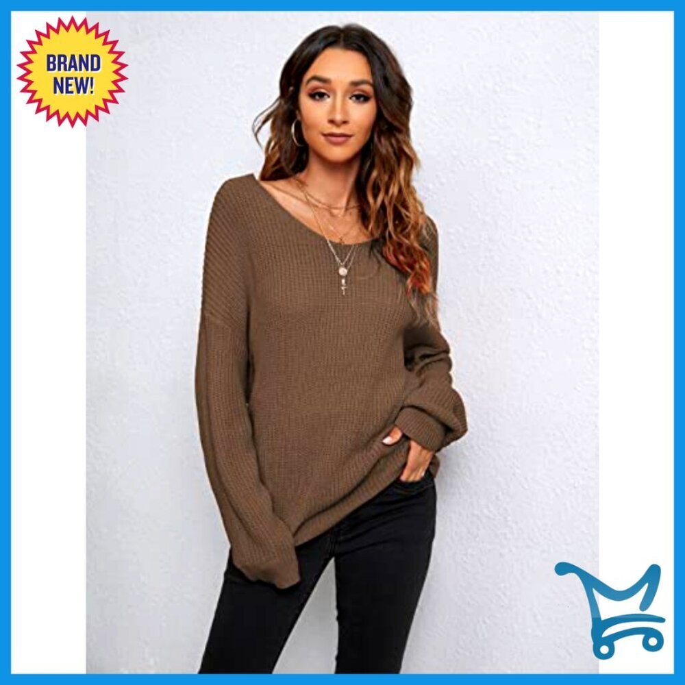 V Neck Criss Cross Back Sweater Batwing Sleeves Cropped Top Off Shoulder - Picture 3 of 5